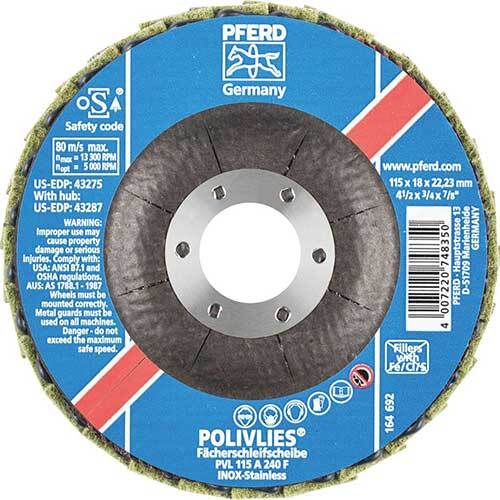 PFERD POLIVLIES DISC FLAP ALUM OX 115MM FINE