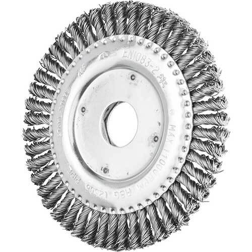 PFERD WHEEL BRUSH W/ARBOR PIPE LINER TWIST KNOT STEEL RBG 12506/22.2 STSG
