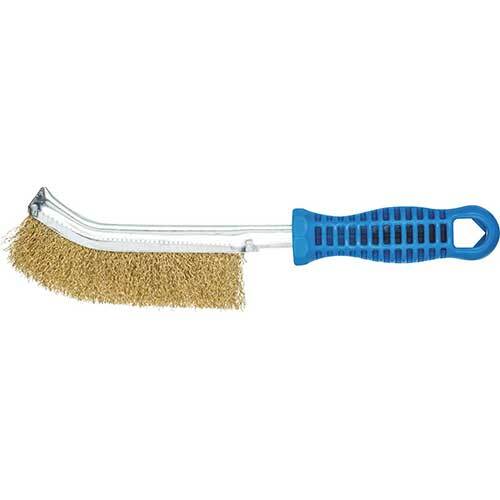 PFERD 1 ROW WIRE BRUSH BRASS CURVED PLASTIC HANDLE HBG 10 MES 0.30 SG