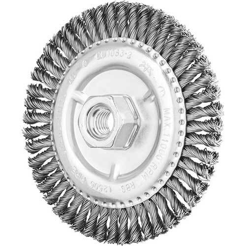 PFERD WHEEL BRUSH W/ARBOR PIPE LINER TWIST KNOT STEEL RBG 12506/M14 ST SG