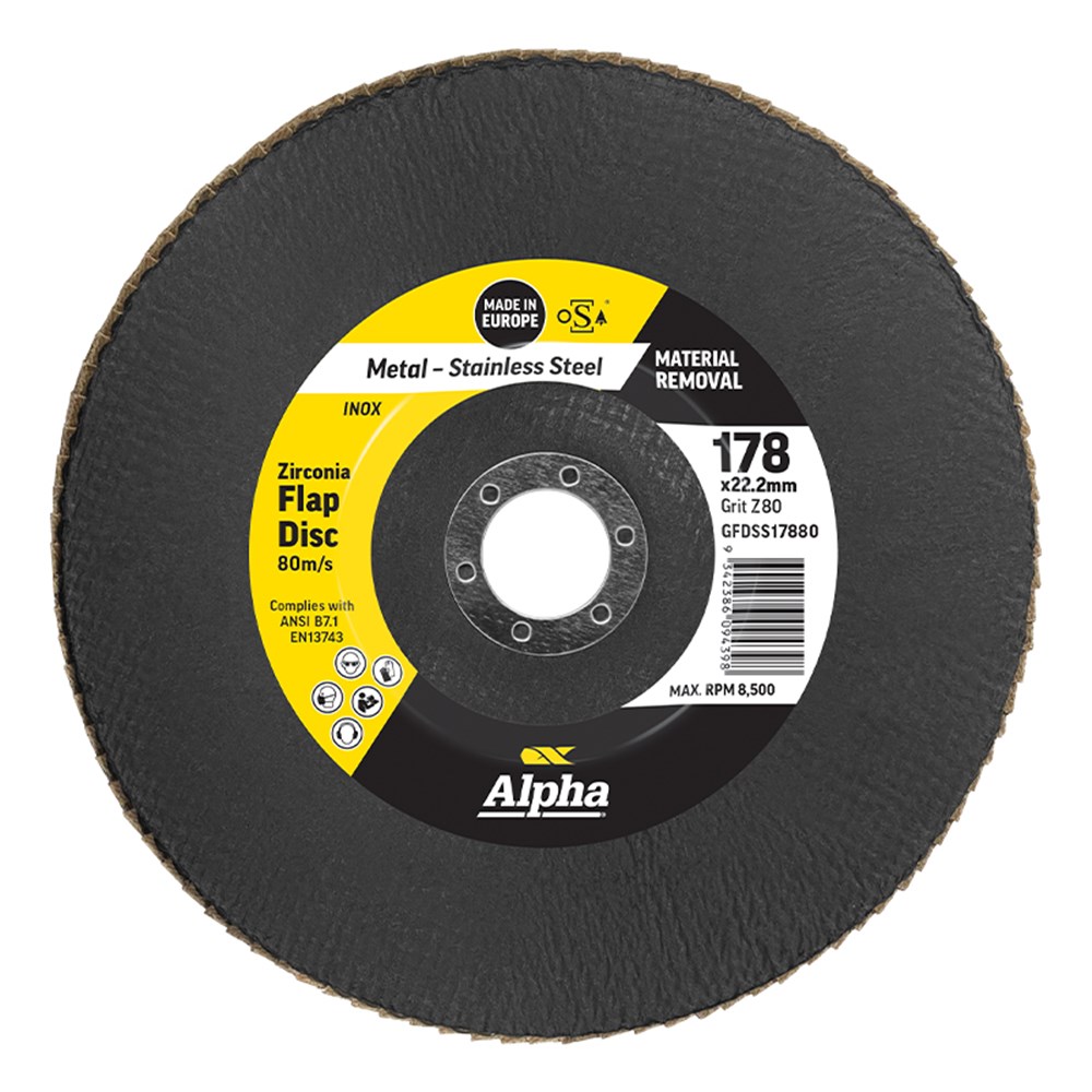 Buy ALPHA SILVER SERIES FLAP DISC ZIRCONIA 178MM 80 GRIT ...