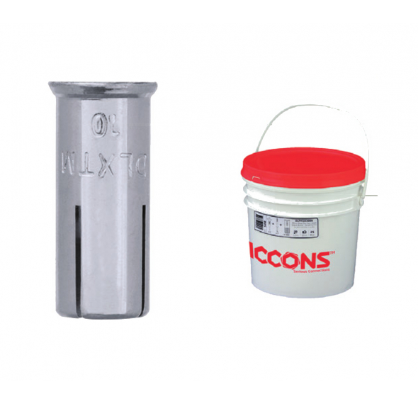 DROP IN ANCHOR ZINC M10 X 30 LIPPED ETA APPROVED (BKT OF 500 + ACS)
