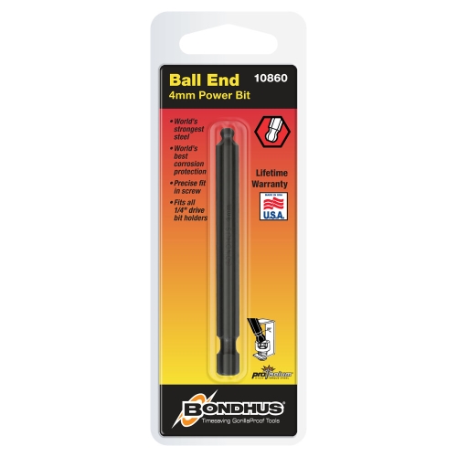 BONDHUS 4.0MM BALL END POWER BIT 3&quot; (76MM)