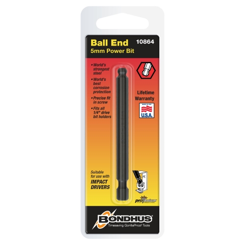 BONDHUS 5.0MM BALL END POWER BIT 3&quot; (76MM)