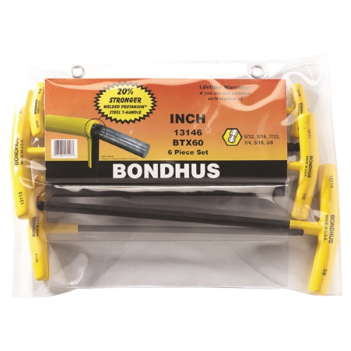 BONDHUS SET 6 BALL END T-HANDLE 5/32-3/8&quot; POUCH