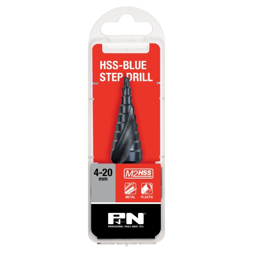 DRILL STEP 4-20MM 9-STEP M2 HSS BLUE SPIRAL FLUTE P&amp;N