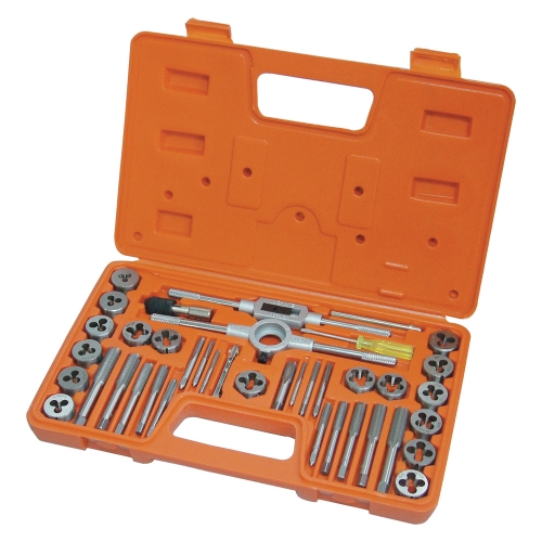 TAP &amp; DIE SET UNC/UNF CARBON STEEL 40PC FROST