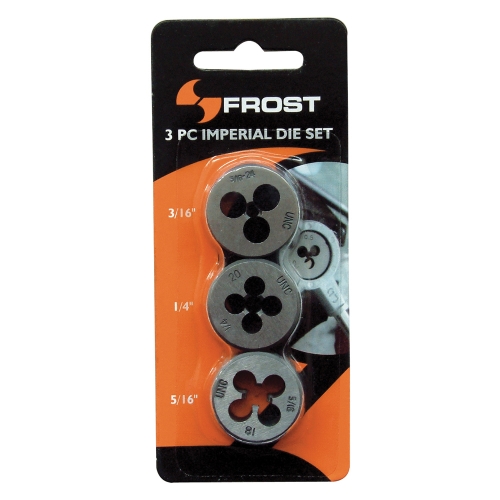 BUTTON DIE SET UNC 3/16, 1/4, 5/16 X 1&quot; OD 3PC FROST