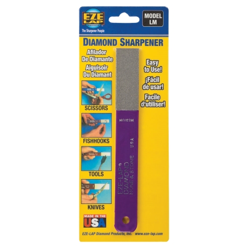 HONE STONE &amp; HOOK SHARPENER MED PAD ON 6”X3/4” PURPLE HANDLE