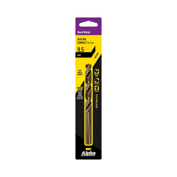 ALPHA JOBBER DRILL CARDED 9.5MM - COBALT SERIES