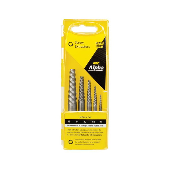 ALPHA 5 PIECE SCREW EXTRACTOR SET SIZES 1-5