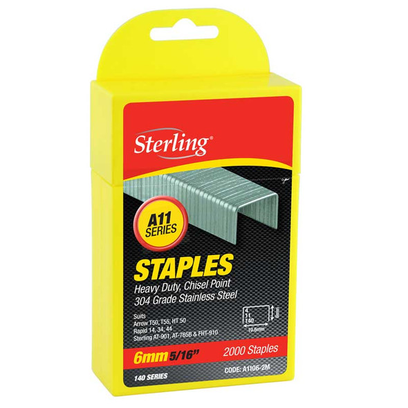 STERLING 140 SERIES PLASTIC BOX STAPLES 6MM X 2000