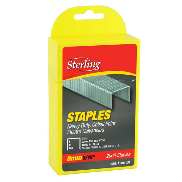 STERLING 140 SERIES PLASTIC BOX STAPLES 8MM X 2000