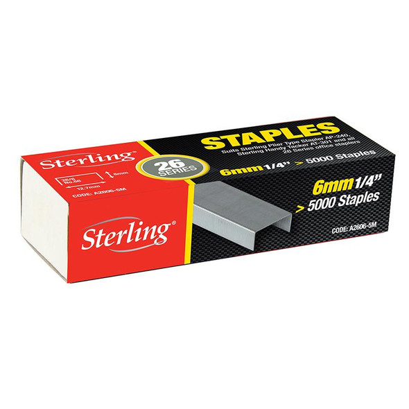 STERLING 26 SERIES STAPLES - 8MM/BOX 5000