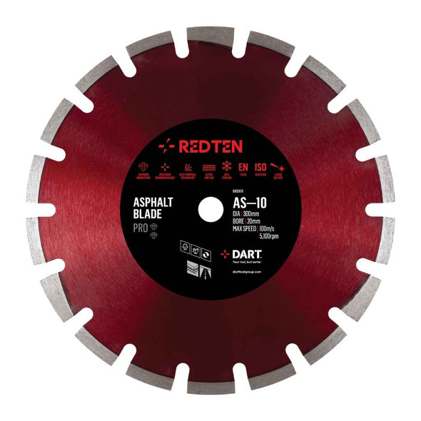 DART RED TEN AS-10 PRO ASPHALT DIAMOND BLADE 400D X 25.4B