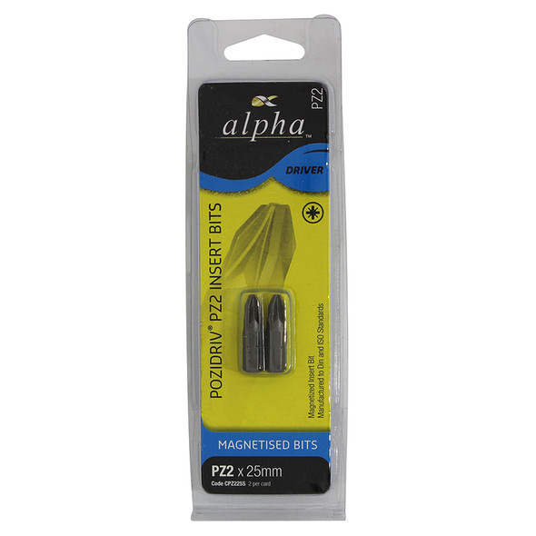 ALPHA POZI INSERT BIT 1 X 25MM (CARD OF 2)