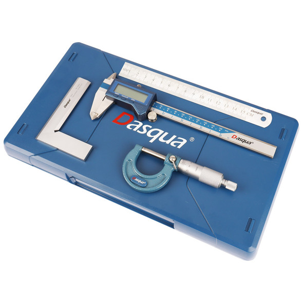 DASQUA 4 PIECE MEASURING SET - CALIPER/MICROMETER/SQUARE/RULE