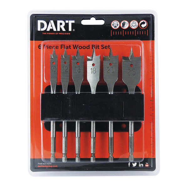 DART 6 PIECE SPADE BIT SET (10,12,16,18,20,25MM)