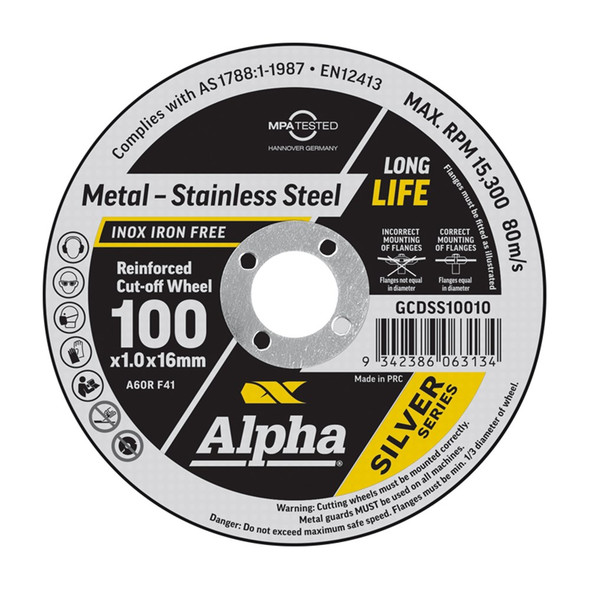 MAXABRASE 100 X 1.0MM CUTTING DISC STAINLESS SILVER SERIES