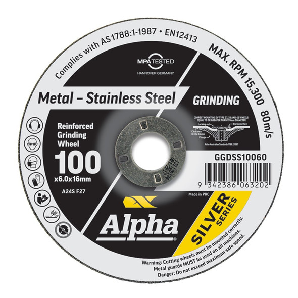 MAXABRASE 100 X 6.0MM GRINDING DISC STAINLESS SILVER SERIES