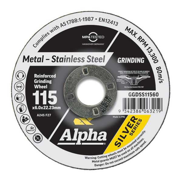 MAXABRASE 115 X 6.0MM GRINDING DISC STAINLESS SILVER SERIES