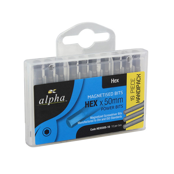 ALPHA HEX DRIVE BIT 5 X 50MM HANDIPACK (10)