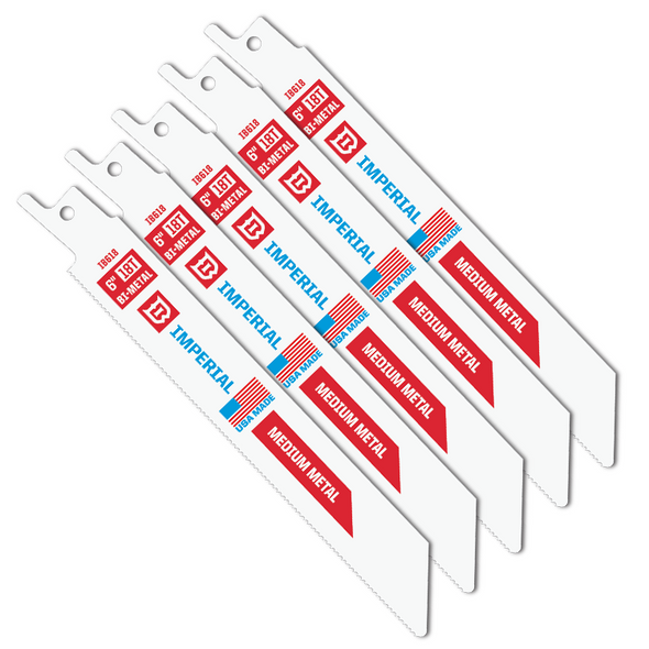 IMPERIAL USA RECIP BLADE MEDIUM METAL 6 INCH X 18TPI - PACK 5