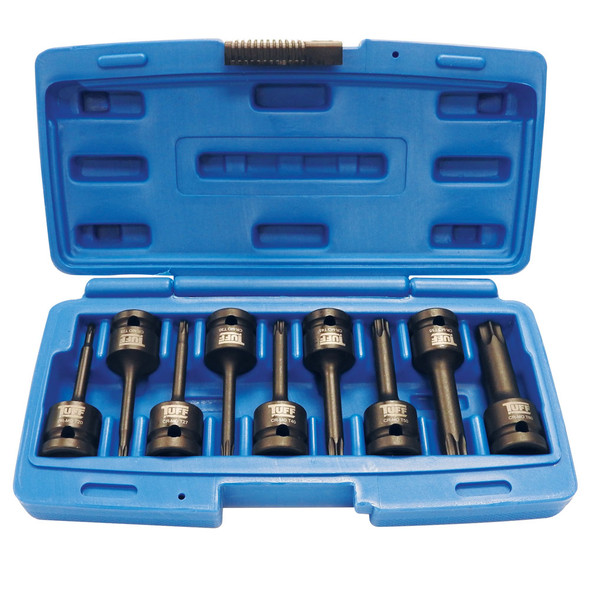 TUFF 9 PIECE 1/2 IMPACT TORX SOCKET SET TX20, 25, 27, 30, 40, 45, 50, 55, 60MM