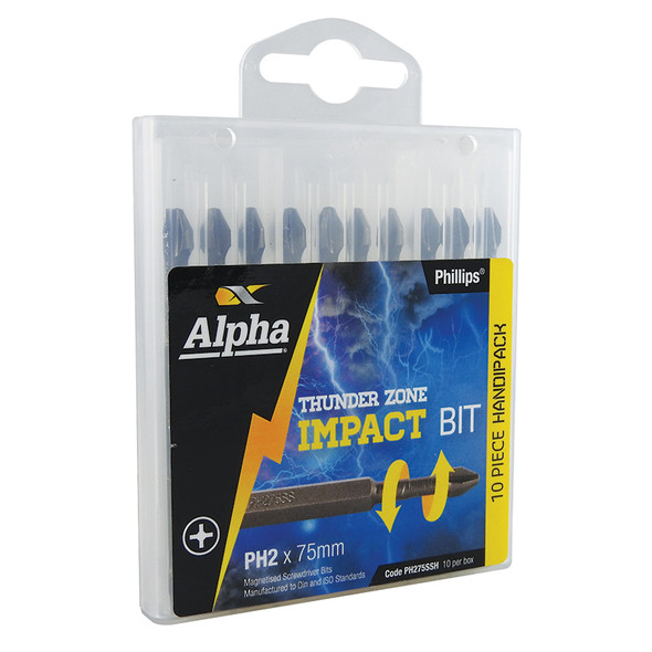 ALPHA THUNDERZONE BIT PHILLIPS 2 X 75MM HANDIPACK (10)