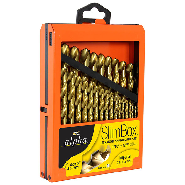 ALPHA DRILL SET SLIM BOX IMPERIAL 1/16-1/2