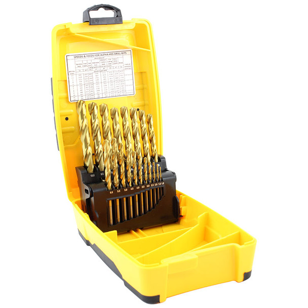 ALPHA DRILL SET TUFF BOX GOLD SERIES 1-10MM