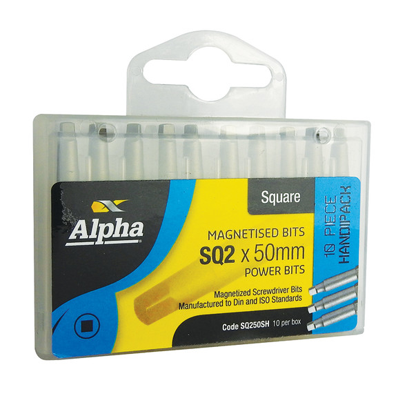 ALPHA SQUARE INSERT BIT 2 X 25MM HANDIPACK (10)