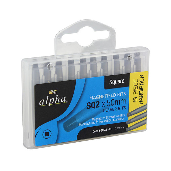 ALPHA SQUARE DRIVE BIT 2 X 50MM HANDIPACK (10)