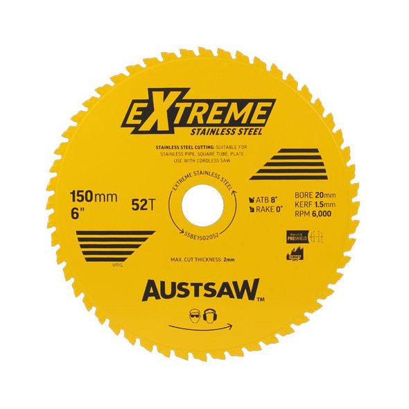 AUSTSAW EXTREME STAINLESS STEEL BLADE 150MM X 52T