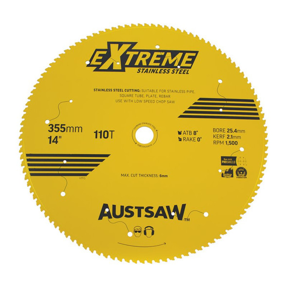 AUSTSAW EXTREME STAINLESS STEEL BLADE 355MM X 110T