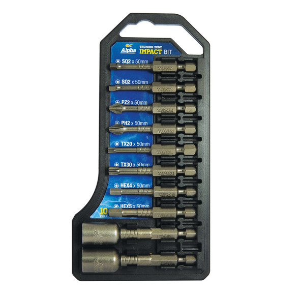 ALPHA THUNDERZONE IMPACT DRIVER BIT SET OF 10