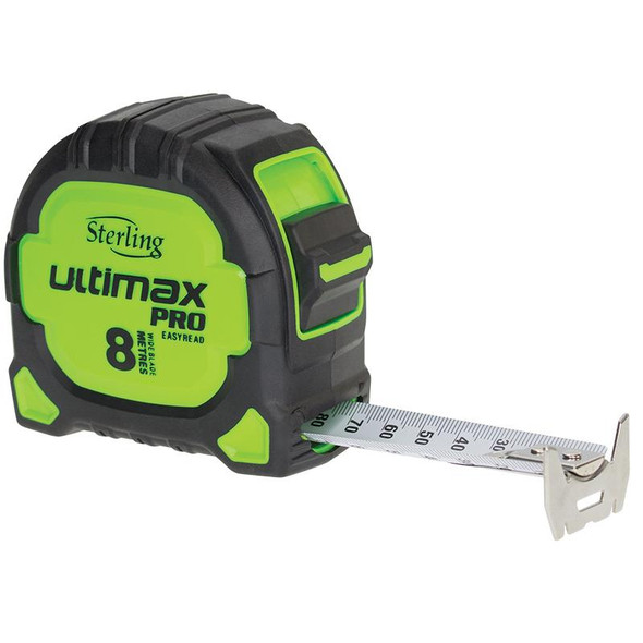 STERLING ULTIMAX PRO TAPE MEASURE 8M X 27MM - MAGNETIC EASYREAD