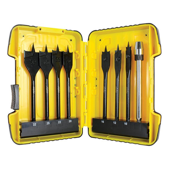 ALPHA 8 PIECE SPADE BIT SET 10,12,16,20,22,25,32MM &amp; 150MM QR EXTENSION